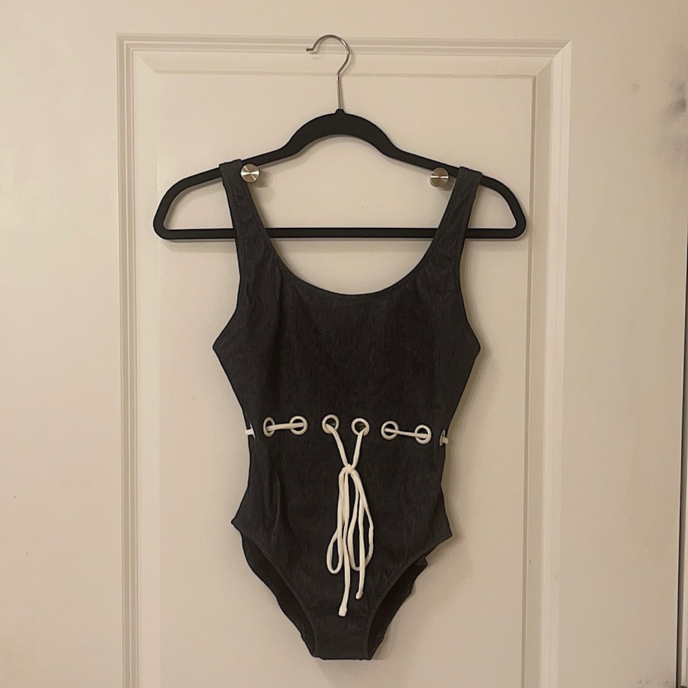 New Solid & Striped Denim One Piece Swimsuit